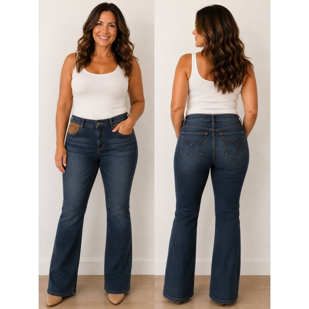Ralph Lauren Signature Cowgirl Suede Leather Bootcut Jeans Sz 16 34"x31